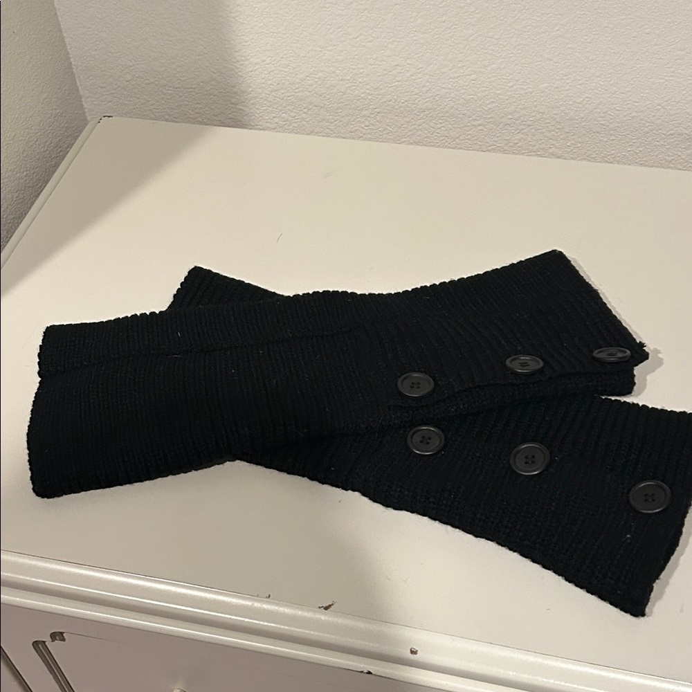 Black Knit Leg Warmers with Buttons